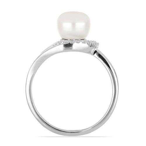 NATURAL WHITE FRESHWATER PEARL GEMSTONE  STYLISH RING IN STERLING SILVER